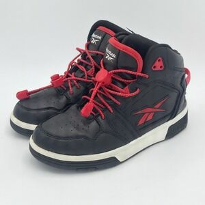 Reebok Maverick Mid Kids Basketball Sneakers Black Red Boys 3K Toggle Laces